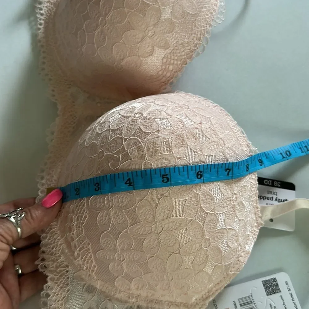 Rene Rofe Women's Demi Lace Bra Set - Pink and Rose and Beige Size  38DD - Picture 10 of 11